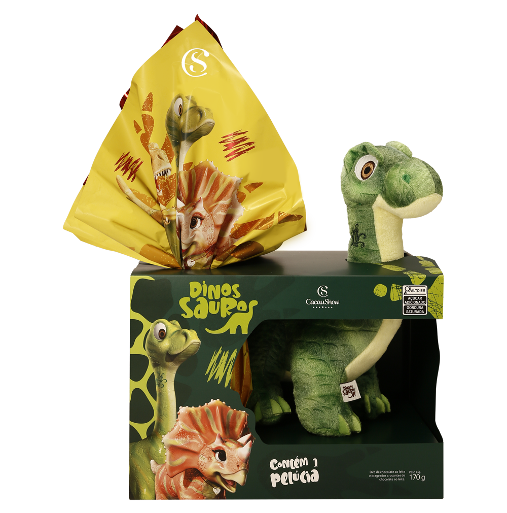 Ovo de Páscoa ao Leite Dinossauros Pelúcia Dylan 170g